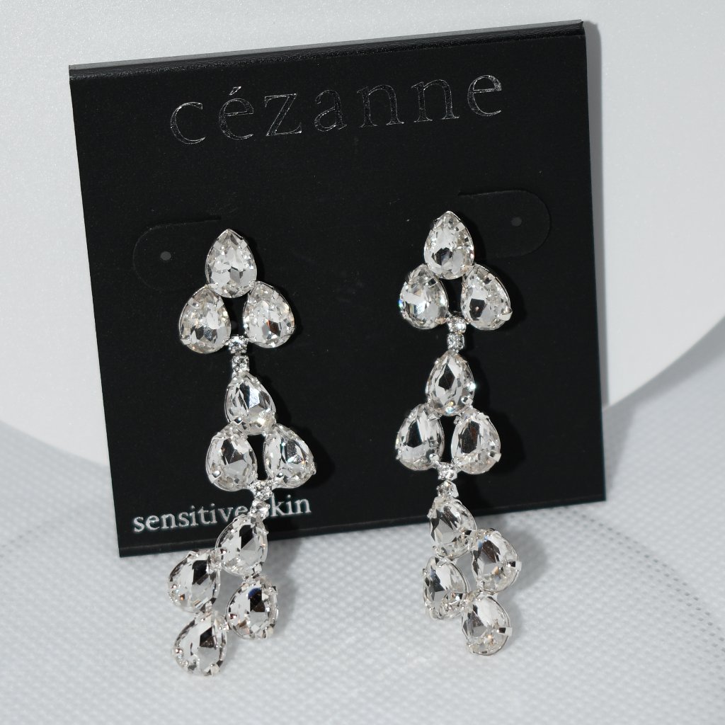 Cezanne Cz Silver Multi Stone Drop Dangling Earrings 103432 Nwt 15$